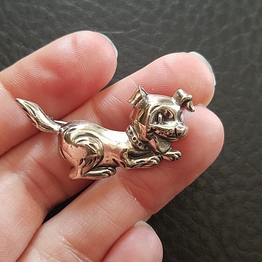 VTG sterling silver dog brooch